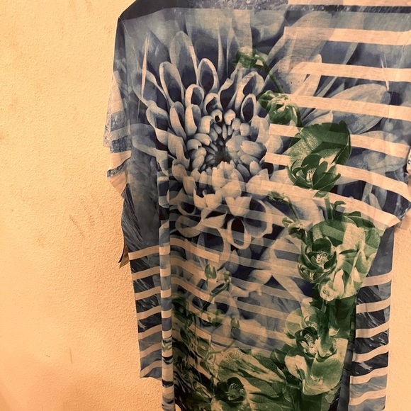 Style &Co floral striped blue and green top - Picture 4 of 8